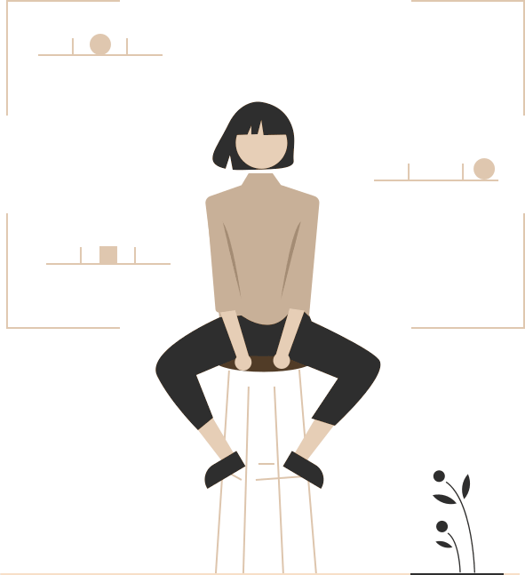 girl illustration sitting on a stool